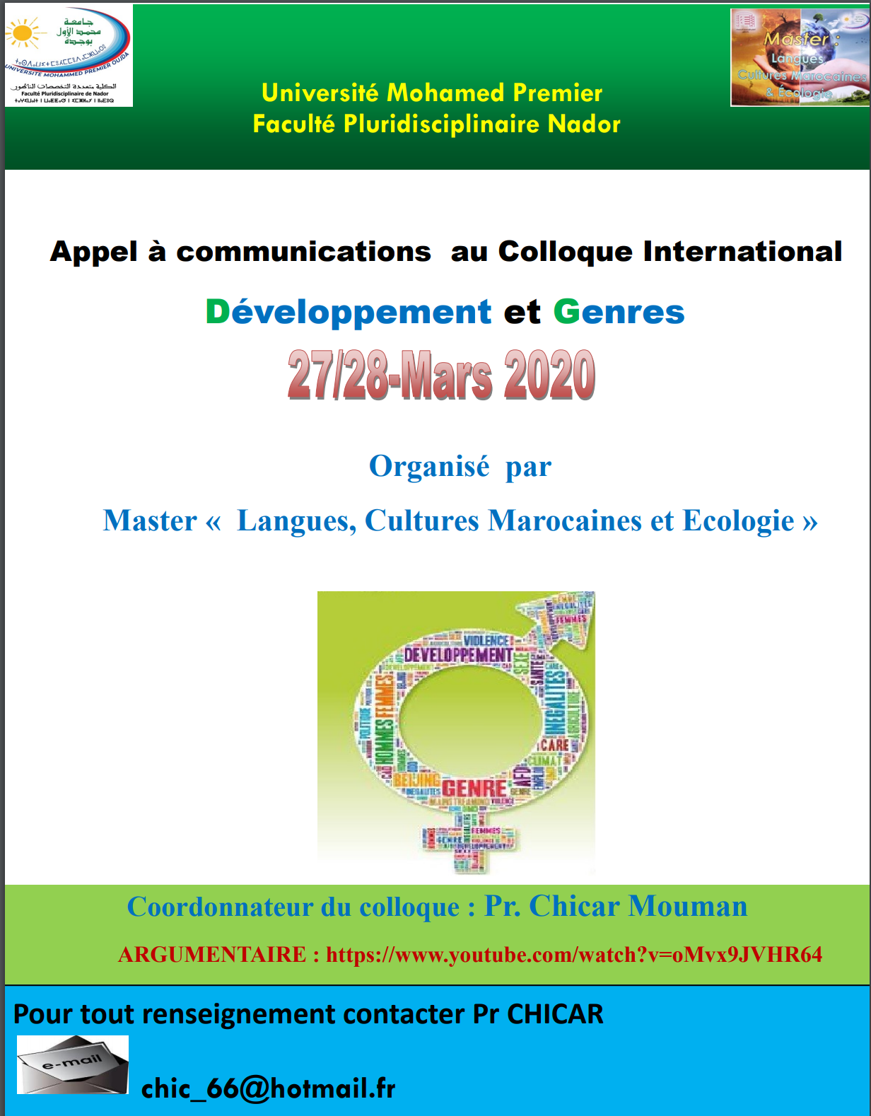 Colloque International autour de « Développement et genre »